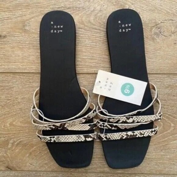 New Day Snake Skin Joan Strappy Slide Sandals - Picture 4 of 4